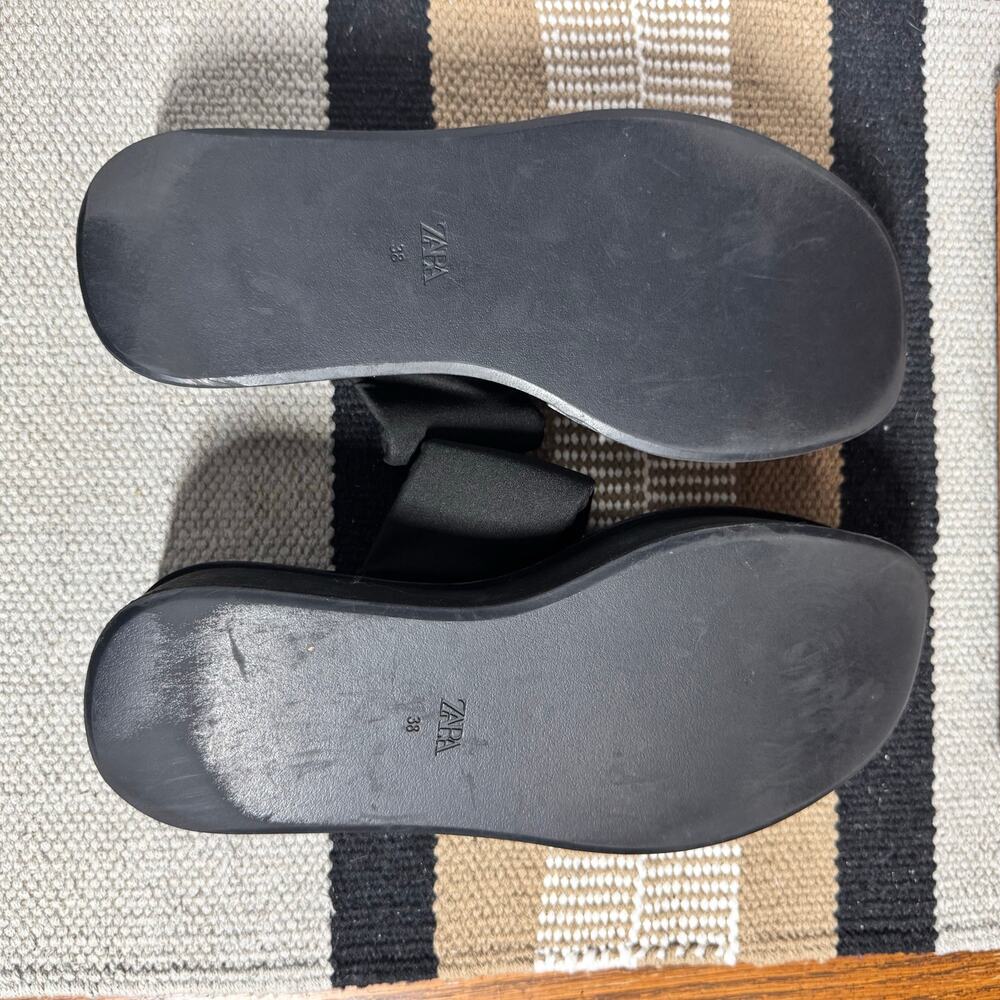 Zara Platform Sandal Women EU38 US7.5-8 Black 90s Y2K Bratz Ring Toe Comfy Retro - Picture 4 of 7